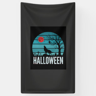 Halloween-Wolf-Friedhofs-Mond-Vektor Banner