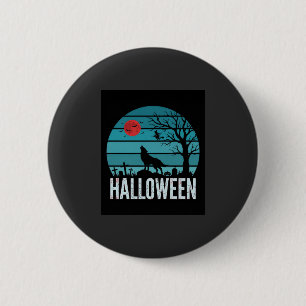Halloween-Wolf-Friedhofs-Mond-Vektor Button
