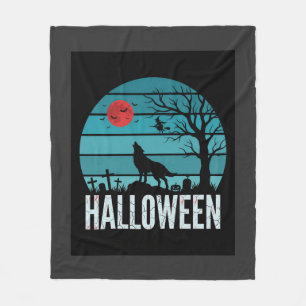 Halloween-Wolf-Friedhofs-Mond-Vektor Fleecedecke