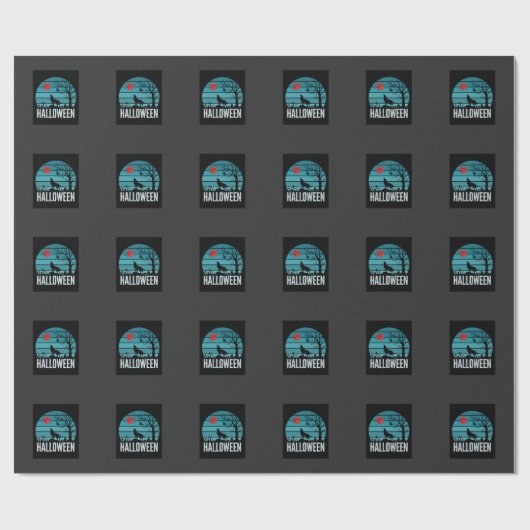 Halloween-Wolf-Friedhofs-Mond-Vektor Geschenkpapier (Flach)