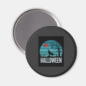 Halloween-Wolf-Friedhofs-Mond-Vektor Magnet (Vorderseite/Rückseite)