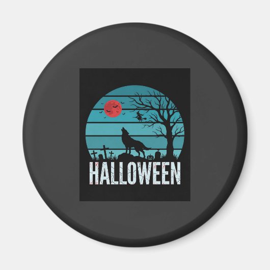 Halloween-Wolf-Friedhofs-Mond-Vektor Magnet (Vorne)