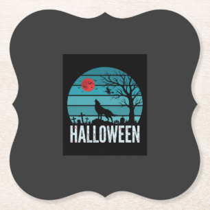 Halloween-Wolf-Friedhofs-Mond-Vektor Untersetzer