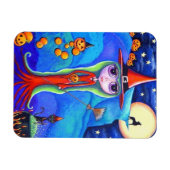 Halloween Wolf Hexe Black Cat Cauldron Pumpkins Magnet (Horizontal)
