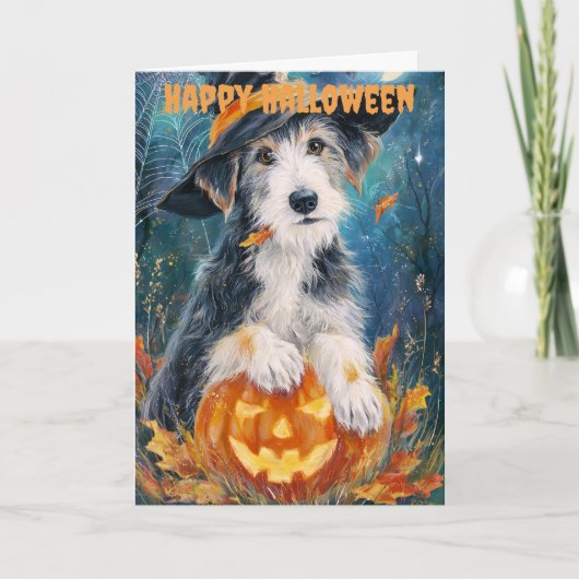 Halloween Wolfhound Hund Feiertagskarte (Vorderseite)