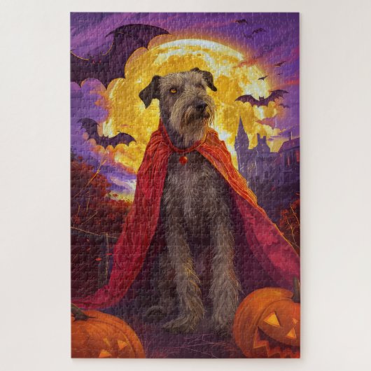 Halloween Wolfhound Vampire Pumpkins Beängstigend Puzzle (Vertikal)