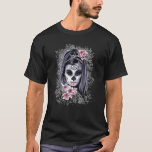 Halloween Women Face Painted La Catrina Skull T-Shirt