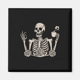 Halloween Women Men Funny Skeleton Drink Kaffee Magnet