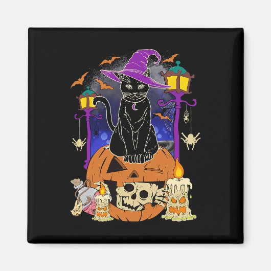 Halloween Women Men Kids Halloween Black Cat Pump Magnet (Vorne)