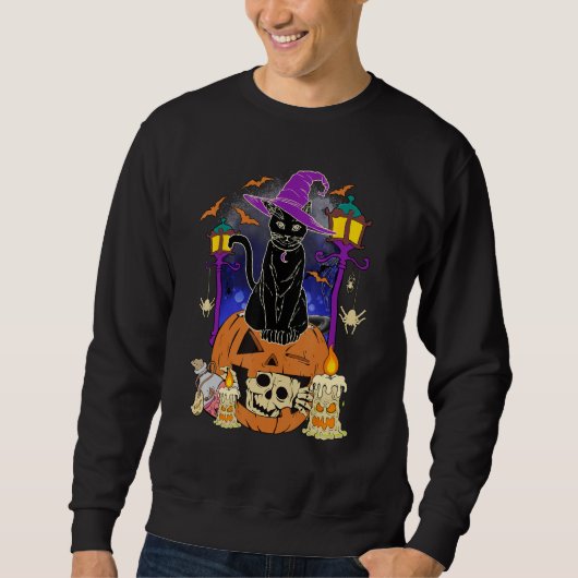 Halloween  Women Men Kids Halloween Black Cat Pump Sweatshirt (Vorderseite)