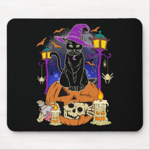 Halloween Women Men Kids Halloween Black Cat Pumpe Mousepad