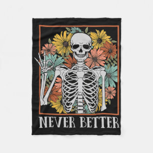 Halloween Women Niemals Better Skeleton Blumenschä Fleecedecke