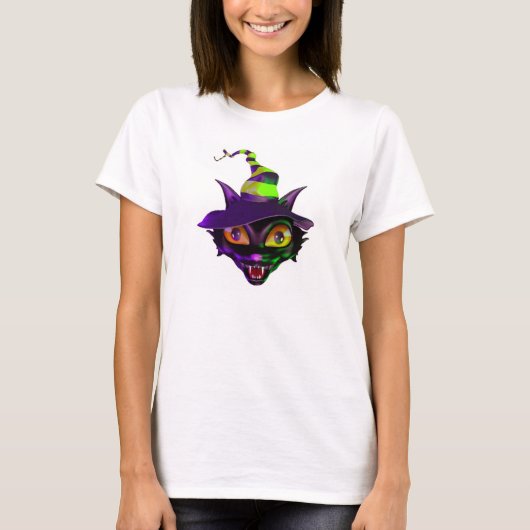 Halloween Women's Basic T - Shirt/Spooky Cat T-Shirt (Vorderseite)