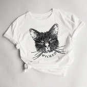 Halloween Womens Wicked Black Cat T - Shirt