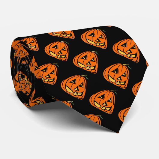 Halloween Wonky Pumpkin Krawatte (Gerollt)
