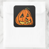 Halloween Wonky Pumpkin Quadratischer Aufkleber (Tasche)