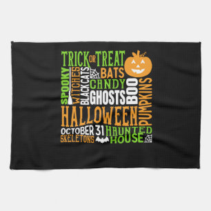 Halloween Word Jumble Niedlich Spirit Pumpkin Geschirrtuch