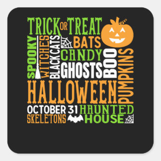 Halloween Word Jumble Niedlich Spirit Pumpkin Quadratischer Aufkleber