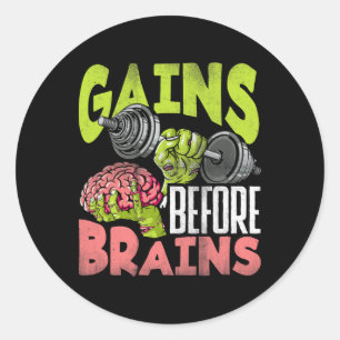 Halloween Workout Zombie Weightlift Gains Befor Runder Aufkleber