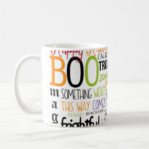 Halloween-Wörter Typografie Spaß Feiertag Kaffeeta Kaffeetasse