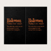 Halloween-Wörterbuchdefinition (Außenseite Aufgefaltet)