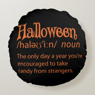 Halloween-Wörterbuchdefinition Rundes Kissen