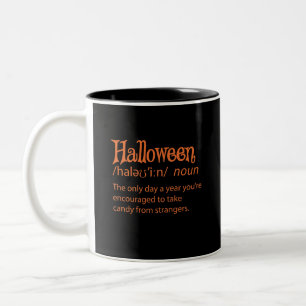 Halloween-Wörterbuchdefinition Zweifarbige Tasse