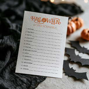 Halloween-Wortverwirrung Party Spielkarte Einladung
