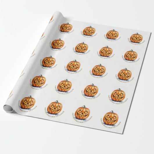 Halloween Wrapping Paper - Carved Pumpkin, Custom Geschenkpapier (Ungerollt)