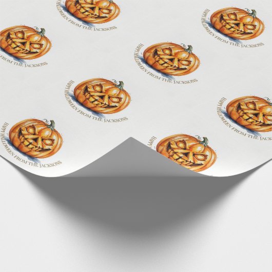 Halloween Wrapping Paper - Carved Pumpkin, Custom Geschenkpapier (Ecke)