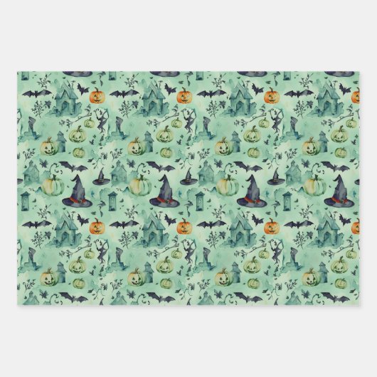 Halloween Wrapping Paper Flat Sheet Set 3 Geschenkpapier Set (Vorderseite 2)