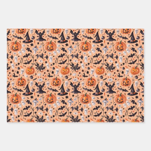 Halloween Wrapping Paper Flat Sheet Set 3 Geschenkpapier Set (Vorderseite 3)
