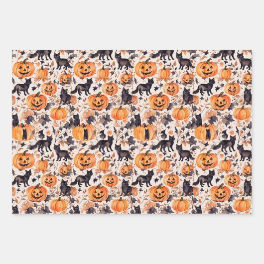 Halloween Wrapping Paper Flat Sheet Set 3 Geschenkpapier Set (Vorderseite 2)
