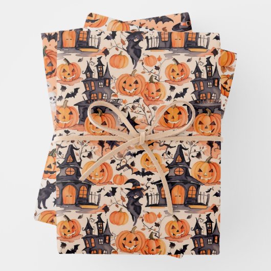 Halloween Wrapping Paper Flat Sheet Set 3 Geschenkpapier Set (Beispiel)