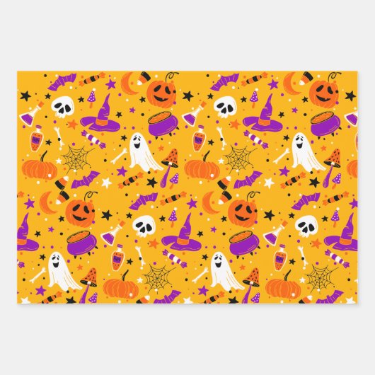 Halloween Wrapping Paper Flat Sheet Set 3 Geschenkpapier Set (Vorderseite 3)