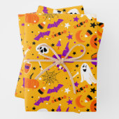 Halloween Wrapping Paper Flat Sheet Set 3 Geschenkpapier Set (Beispiel)