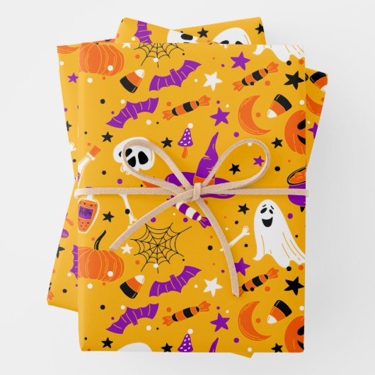 Halloween Wrapping Paper Flat Sheet Set 3 Geschenkpapier Set (Beispiel)