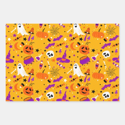 Halloween Wrapping Paper Flat Sheet Set 3 Geschenkpapier Set (Vorderseite)