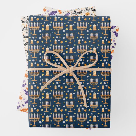 Halloween Wrapping Paper Flat Sheet Set 3 Geschenkpapier Set (Beispiel)