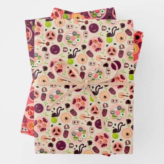 Halloween Wrapping Paper Flat Sheet Set 3 Geschenkpapier Set (Beispiel)