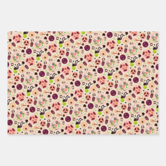 Halloween Wrapping Paper Flat Sheet Set 3 Geschenkpapier Set (Vorderseite)