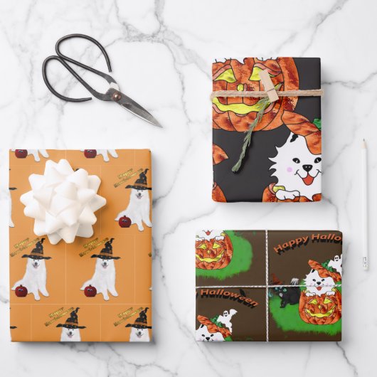 Halloween Wrapping Paper Flat Sheet Set 3 Geschenkpapier Set (Vorderseite)