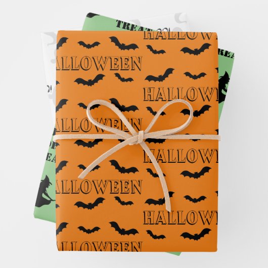 Halloween Wrapping Paper Flat Sheet Set 3 Geschenkpapier Set (Beispiel)