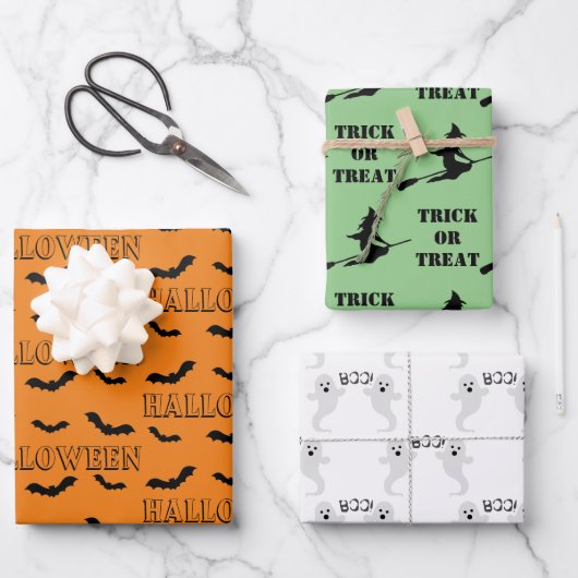 Halloween Wrapping Paper Flat Sheet Set 3 Geschenkpapier Set (Vorderseite)