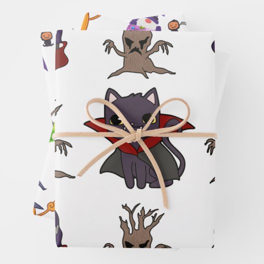 Halloween Wrapping Paper Flat Sheet Set 3 Geschenkpapier Set (Beispiel)