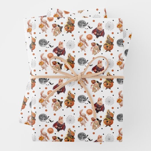 Halloween Wrapping Paper Flat Sheet Set 3 Geschenkpapier Set (Beispiel)