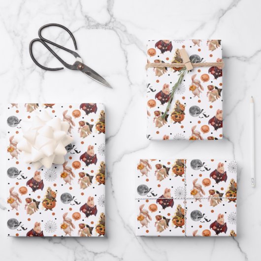 Halloween Wrapping Paper Flat Sheet Set 3 Geschenkpapier Set (Vorderseite)