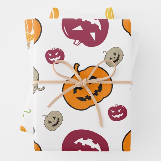Halloween Wrapping Paper Flat Sheet Set 3 Geschenkpapier Set (Beispiel)