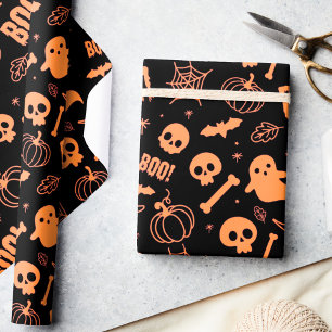 Halloween Wrapping Paper Kids Niedlich Orange Blac Geschenkpapier