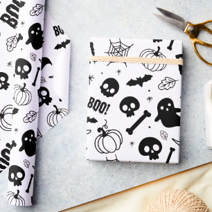 Halloween Wrapping Paper Niedlich Kids Schwarz-wei Geschenkpapier